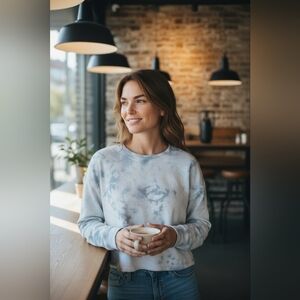 FASHION NOVA Organic Generation Blue 💙 Tie Dye Crewneck Sweater